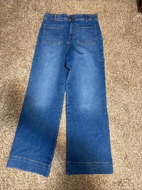 Wide Leg Blue Denim Jeans for Women